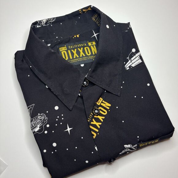 Dixxon Impala Party‎ Men's Medium Black Short Sleeve Button Down Shirt Car Show - Picture 2 of 8